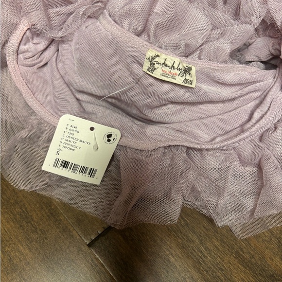 NWT Free People Intimately Oyster Mauve Tulle Crop Top - Picture 6 of 8